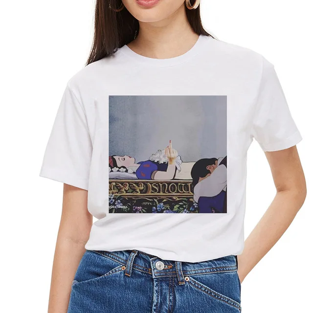 FIXSYS Женская белая футболка Харадзюку, хлопковые топы с круглым вырезом, футболка в стиле панк, футболка с принтом, Повседневная футболка с коротким рукавом, женская уличная одежда