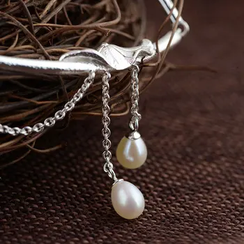 

FNJ Pearl Pendant Necklaces Women Torques 45cm Chain 925 Silver Necklace S925 Thai Solid Silver Jewelry