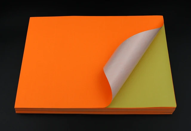100 sheets fluorescent neon orange a4 self adhesive paper printing