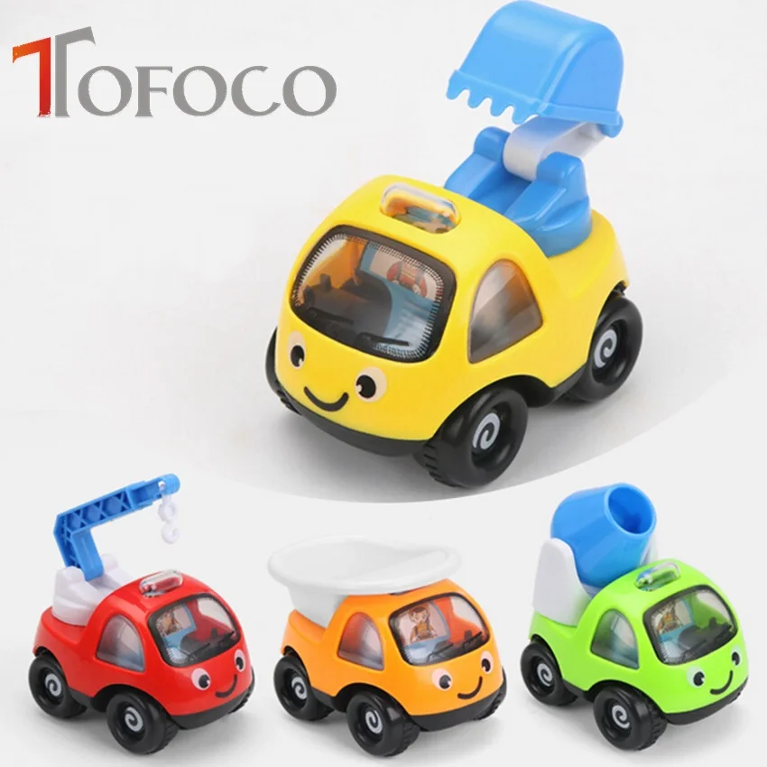 

TOFOCO Super Cute 8.5cm Large Size Cartoon Inertial Cars Random Color Truck Car Toys City Building Gift for Baby Boys and Girls
