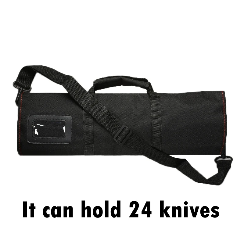 

1pcs Black 12 Pocket Chef Knife Bag Roll Bag Carry Case Bag Multi-function Kitchen Cooking Accessories Portable Chef Storage Bag
