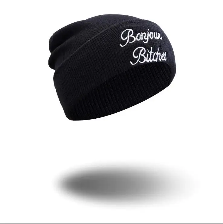 Шапка бини Skullie шапка вязаная носок Зимняя Вышивка крутой панк для мужчин и