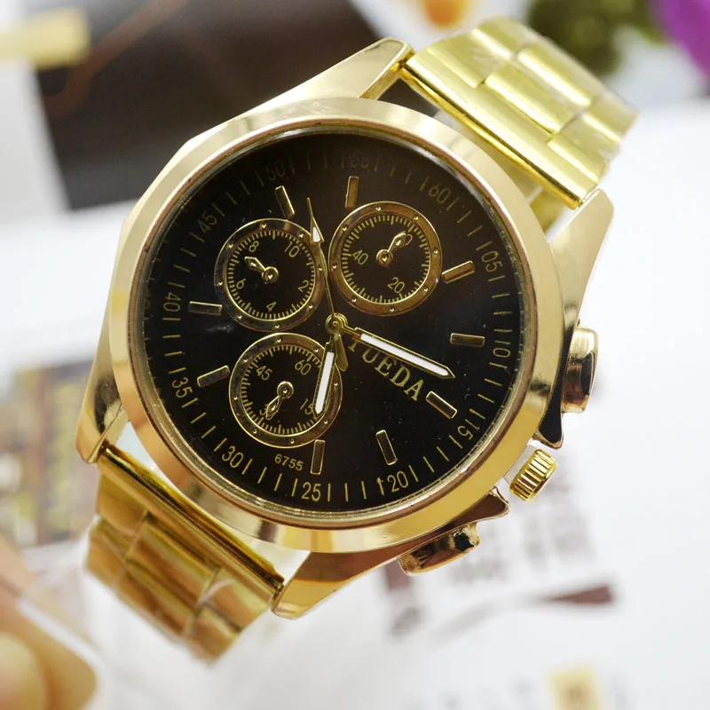 

Factory Direct Selling Gifts Steel Band Watch Male Business Casual Fashion Trend Quartz Watch Gold Watch 6