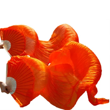 

2018 Stage Performance 100% Silk Belly Dance Fans Gradient Colour Dance Accessories Belly Dancing Silk Fans Orange
