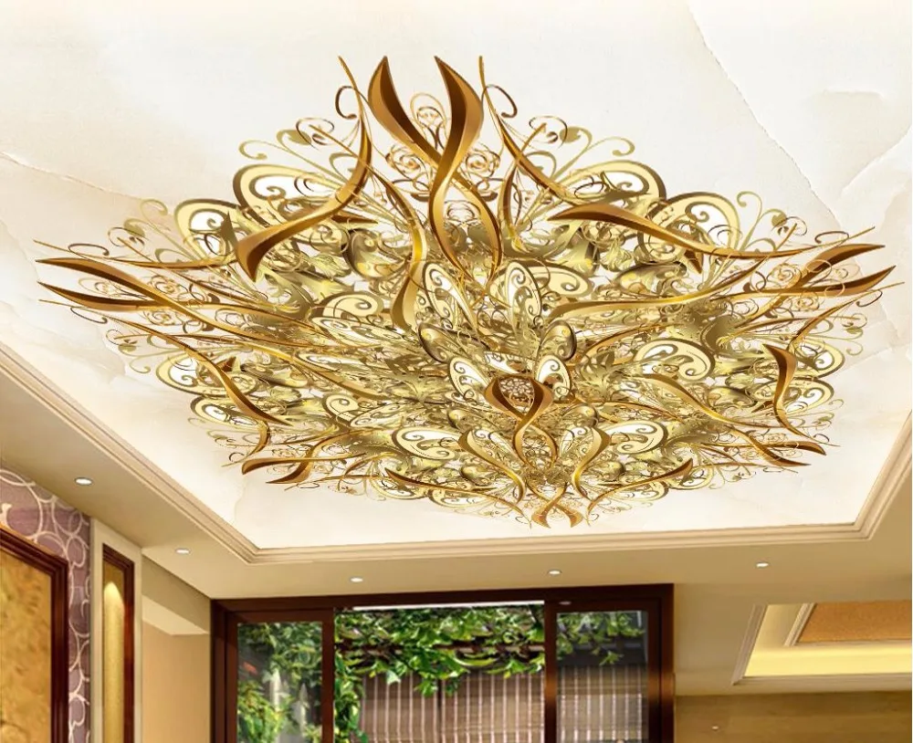 European style Superior quality Ceiling Wallpaper Murals HD Gold