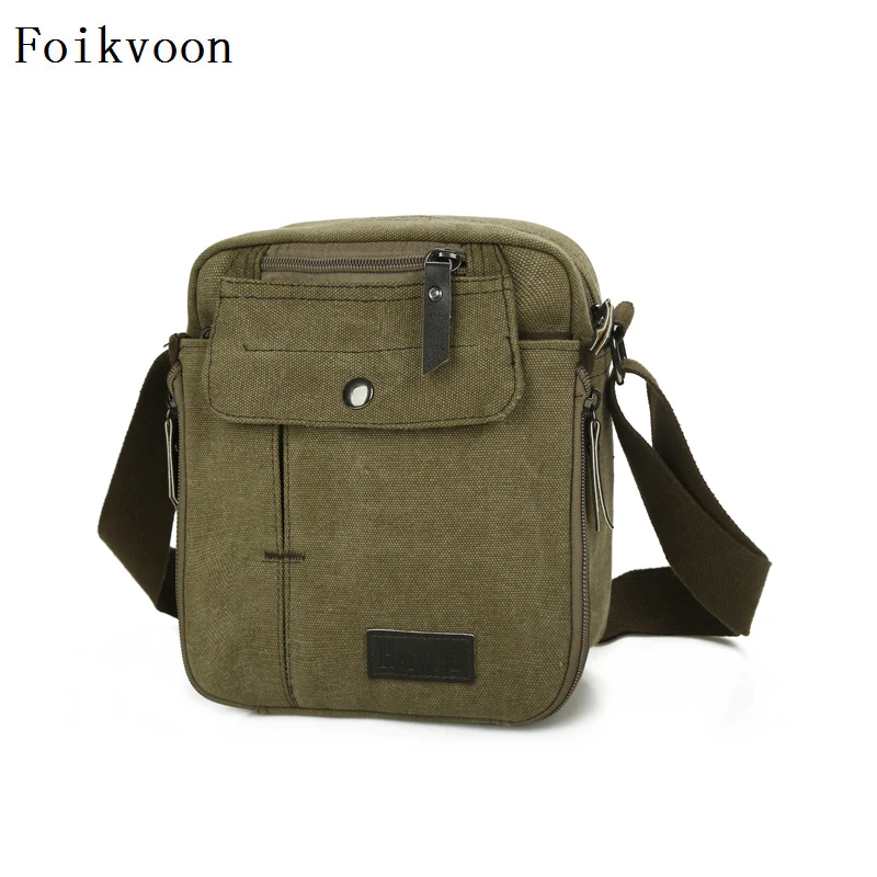 

Foikvoon Men Crossbody Bags Canvas Practical Travel Bags Man Solid Color Large Capacity Shoulder Bags For Male