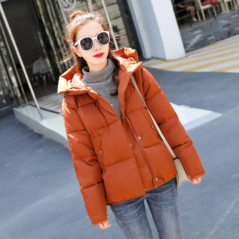 

2019 Single Breasted Full Cotton Liner No Rushed Slim Cotton Solid New Women's Hooded Winter Loose Cotton-padded 902