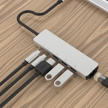 ; 6 в 1 Тип C кабель-Переходник USB C на HDMI 4 K устройство для чтения Micro-SD карт и 2-Порты USB 3,0 USB C HDMI адаптер для MacBook Pro