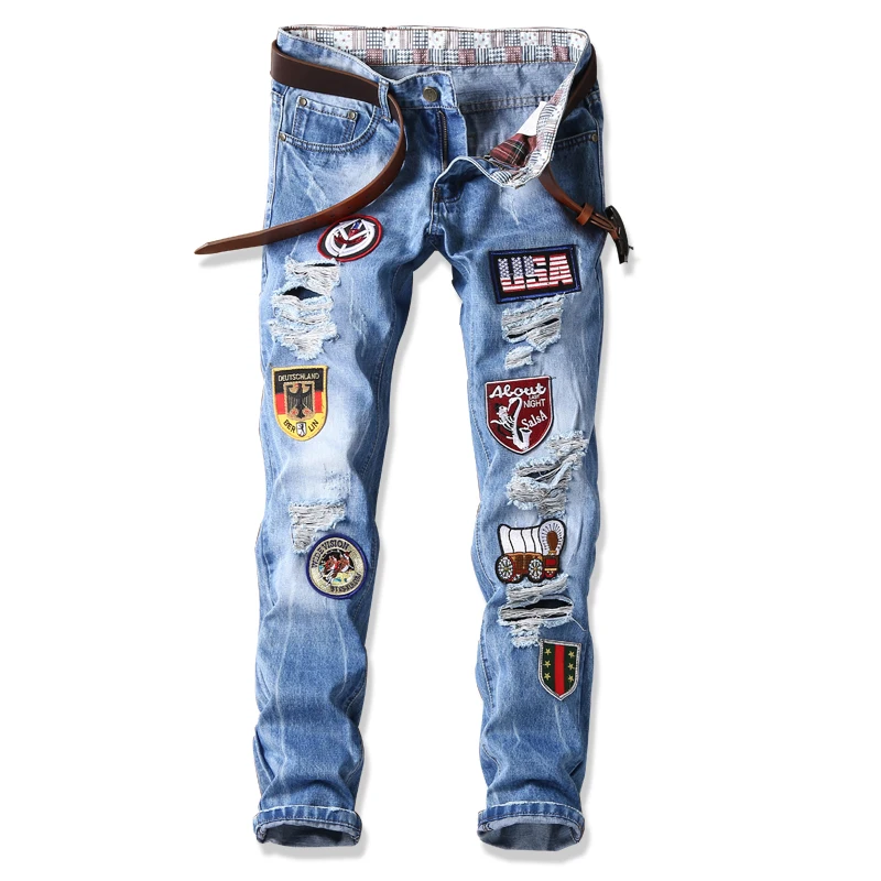2017 spring and summer new 888# trend cloth broken hole self-cultivation small straight jeans (29-38) mail | Мужская одежда