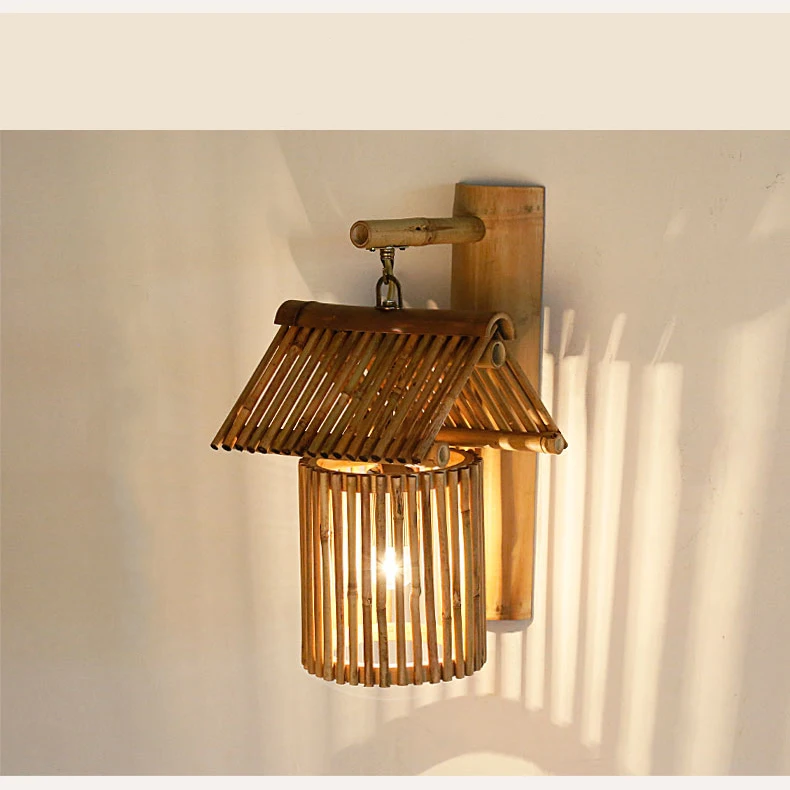 Китайский стиль ручной работы бамбуковый светильник Ретро настенный светильник для прохода коридора ресторана кафе бара отеля крыльца Светильник Бра