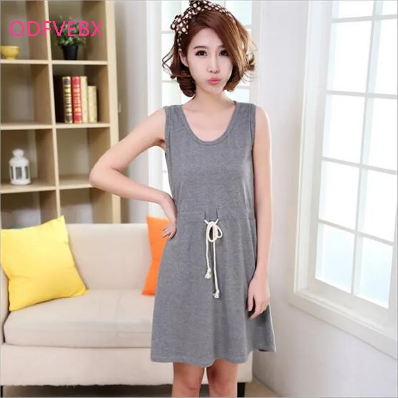 2018 Women nightdress Summer Cotton sleeveless cute ladies sleep skirt