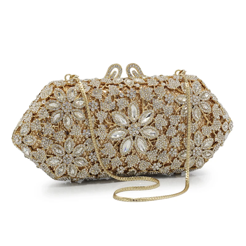 Designer Floral Top Quality Luxury Handbags Women Bags Crystal Evening