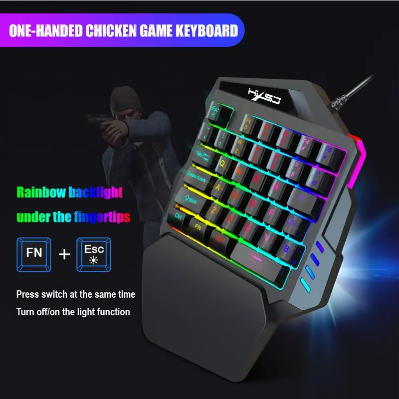 Игровая клавиатура с одной рукой Механическая эргономичная мини игровая клавиатура 35 клавиш Светодиодный портативный с подсветкой