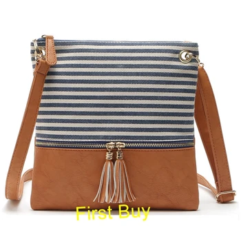 

50pcs/lot New arrival canvas handbags good quality stripe crossbody bag monogram canvas women clutch bags