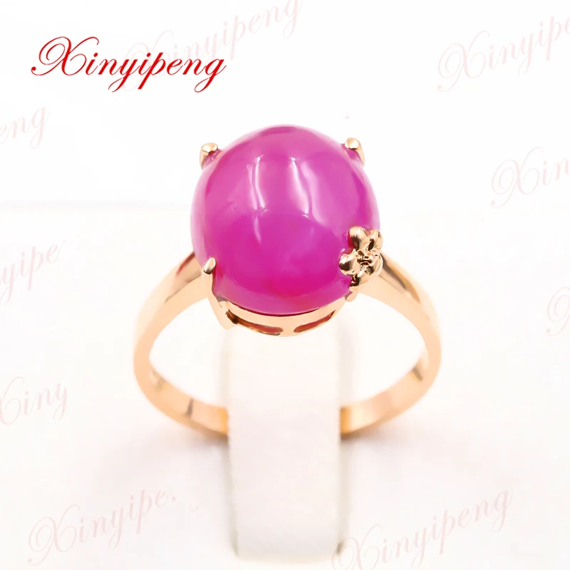 

Xinyipeng18K rose gold inlaid natural ruby ring style beautiful women model
