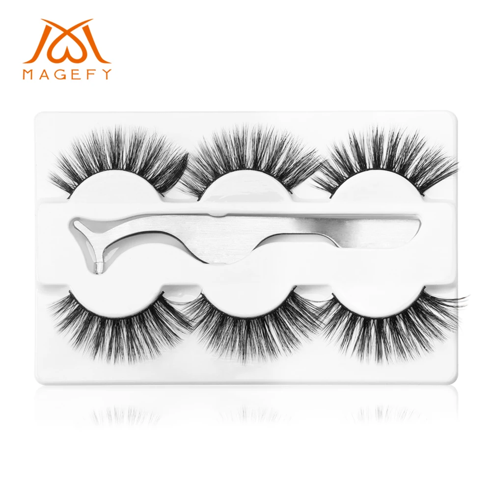 

3 Pairs False Eyelashes Wispy Fluffy Thick Long Fake Eye Lashes With 1 Pc Tweezer Handmade Natural Eye Extension Beauty Tools