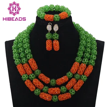 

Nigerian Green Bead Balls Wedding Jewelry Set Crystal Party Indian Bridal Gift Jewellery Set Hot 2017 Free Shipping WD679