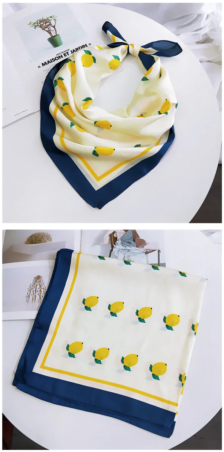 Шелковый Атласный Женский квадратный шарф с принтом, Женская бандана, платок для волос, шали, аксессуары, платок 70*70 см