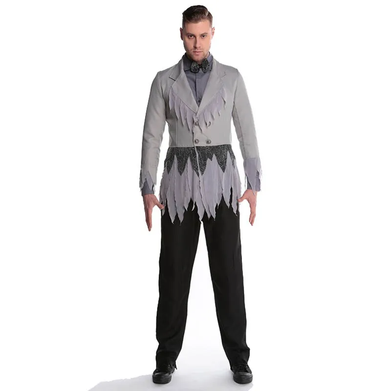 Vampire Zombie Decadent Dark Ghost Bride Styling Bridegroom Cosplay Halloween Costume Suit For Man Party Costume L15343 (2)