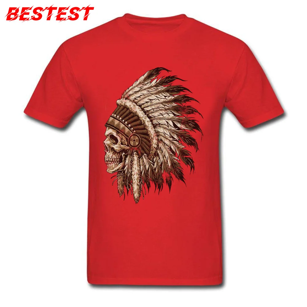 Brand Man Top T-shirts O-Neck Short Sleeve Pure Cotton Indian Skull Sephia Tees cosie T-shirts Drop Shipping Indian Skull Sephia red