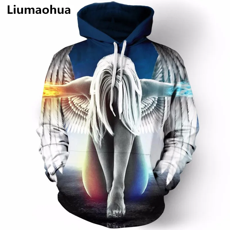 Liu Maohua 2018 новый бренд одежды транспорта Толстовка Ангел стиль богиня 3d печать