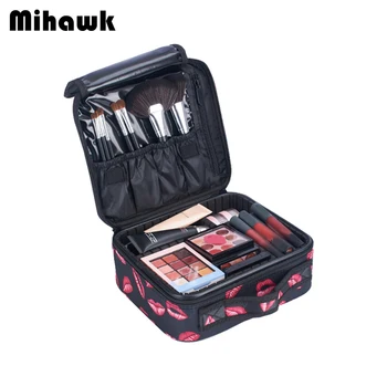 

Mihawk Beauty Cosmetic Bags Women Vanity Cases Makeup Suitcase Beautician Tote Professional Toiletry Brush Lipstick Pouch Supply