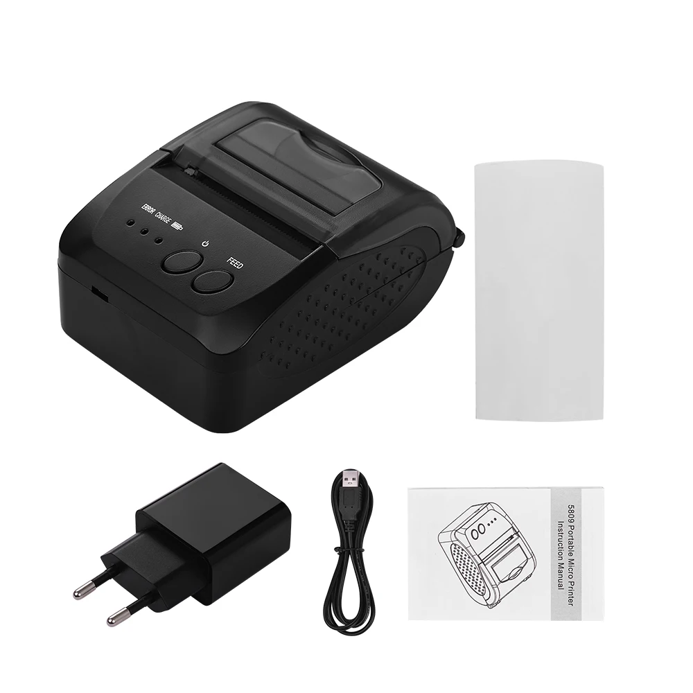Портативный USB/BT мобильный мини принтер 5809DD прямой термопринтер беспроводной POS