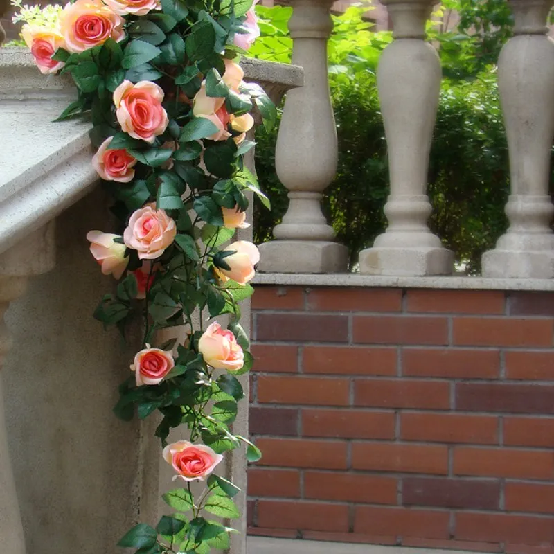 90cm Artificial Silk Rose Garland Fake Flower Ivy Vine Leaf Garland Plants 2 Bunches For Home Decor Wedding Arch Flowers