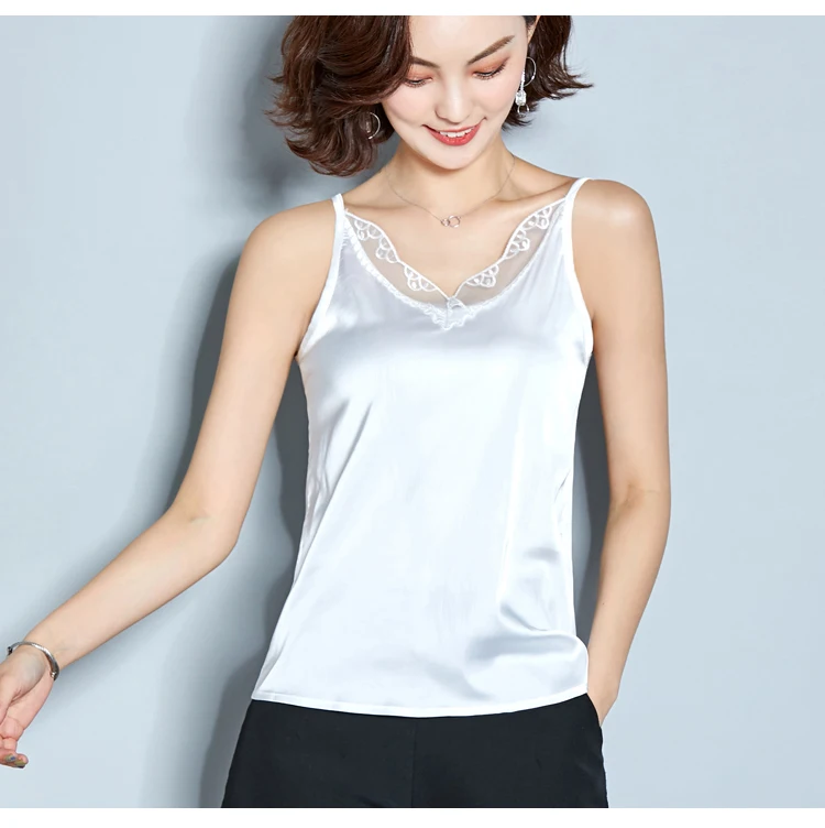 summer tops for women New V-neck satin strap lace tank top hot women's clothing ashion sexy top women good vibes
