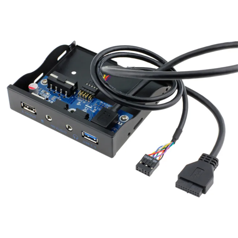 USB 3.0 1 Port Metallo Pannello Frontale Hub USB con 1 USB 2.1A CARICATORE/1 HD Porta di Uscita Aud