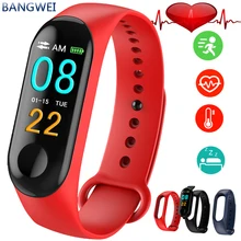 BANGWEI Men Sport Waterproof Watch Blood Pressure Heart Rate Monitor Smart Watch Women LED Color Touch screen Fitness SmartWatch