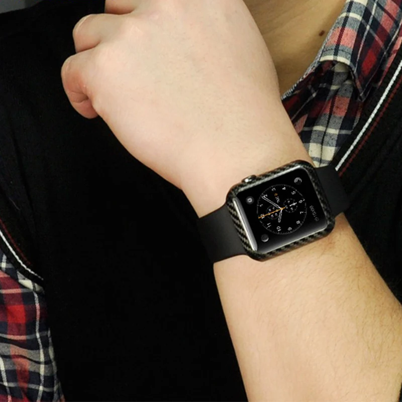 Защитный чехол для Apple Watch Series 4 40-44 мм, чехол из натурального углеродного волокна для iWatch 3 2 1, чехлы для часов 38-42 мм