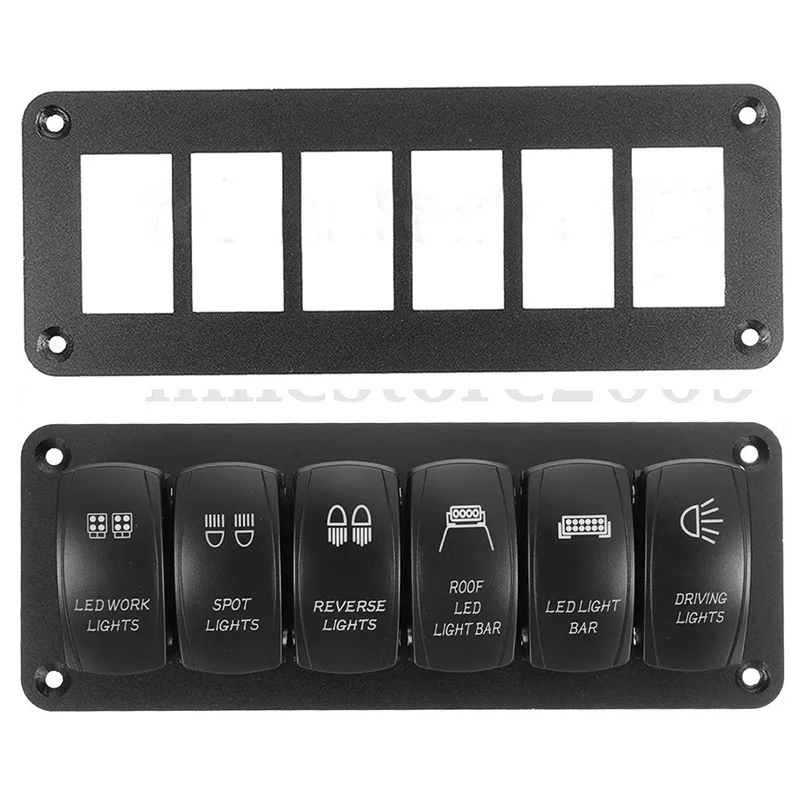 

Mayitr 6 Way Car Truck Aluminum Rocker Switch Clip Housing Panel Patrol Holder With Mount Screws for Auto Boat RV