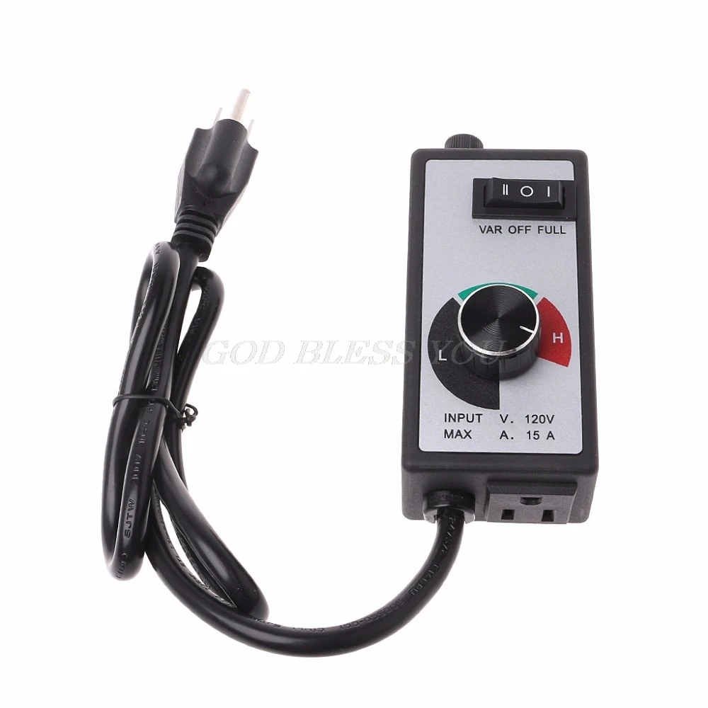 

AC 120V 15A Fan Variable Voltage Speed Control Electric Motor Rheostat Governor 1AA700526