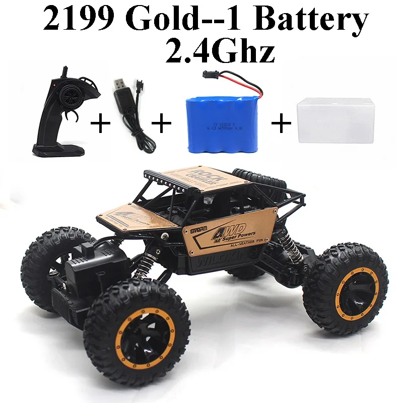 Бренд Rock Crawler 1:18 4WD Радиоуправляемая машинка из металлического сплава, игрушки на радиоуправлении, игрушки для детей и мальчиков, подарки 2199 - Цвет: Gold-Set-1