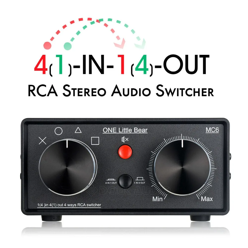 Little Bear MC6 HiFi Mini 4(1)-IN-1(4)-OUT RCA стерео аудио коммутатор пассивный селектор ALPS