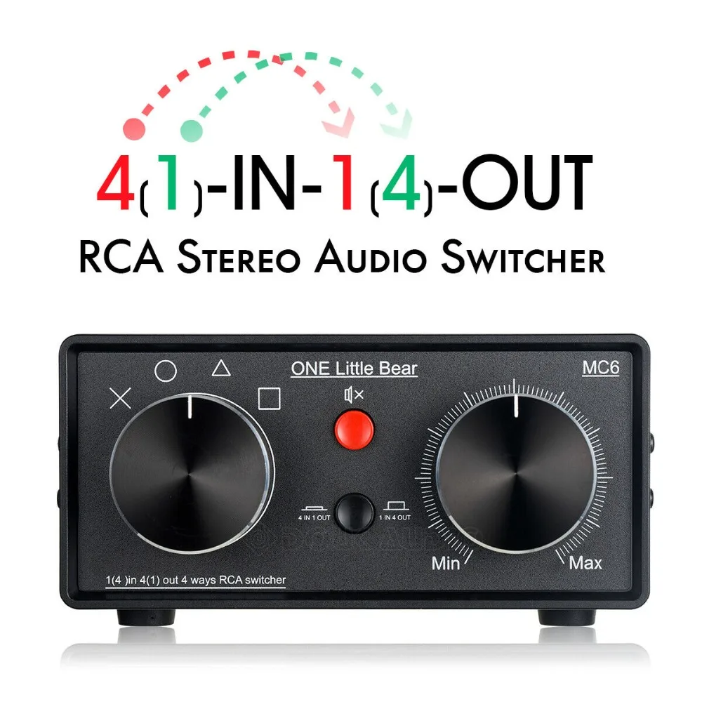 

Little Bear MC6 HiFi Mini 4(1)-IN-1(4)-OUT RCA Stereo Audio Switcher Passive Selector Box ALPS
