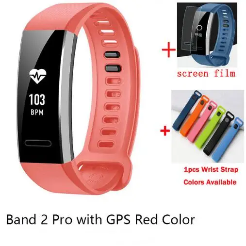 Браслет huawei Band 2 pro B29 B19 для монитора фитнеса 50 м для плавания водонепроницаемый Bluetooth oled-браслет для мужчин и женщин - Цвет: red with GPS