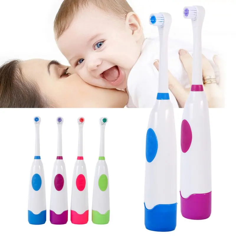 

1 Set Anti Slip Waterproof Electric Toothbrush Soft Tooth Brush With 2 Brush Heads Blue Dental Care New