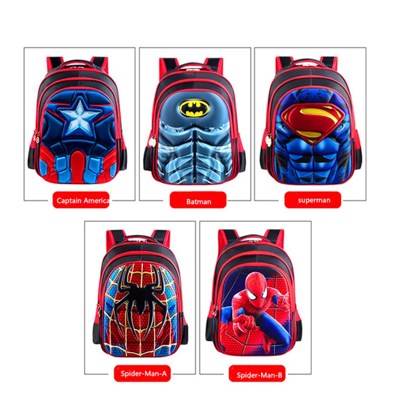 Рюкзак супермена с героями мультфильмов, американский капитан, Человек-паук, школьный рюкзак первоклассника для мальчиков и девочек, школьный рюкзак