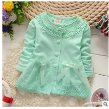 Модные весенне-осенние повседневные кружевные куртки с бантами для девочек, кардиган для малышей, пальто для малышей, верхняя одежда для маленьких принцесс, пальто