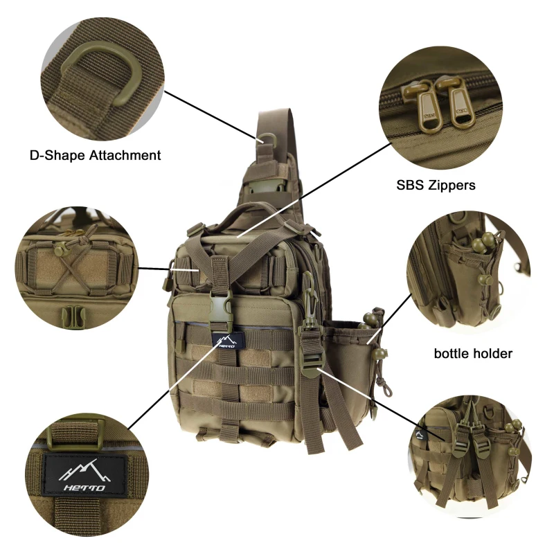 Hetto tactacl Слинг Сумка нагрудный пакет водонепроницаемый нейлоновая сумка для рыбалки походные спортивные сумки на открытом воздухе многофункциональная сумка через плечо