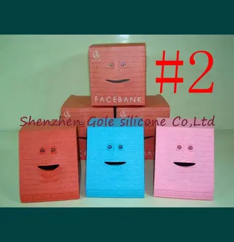 

72pcs/lot 2016 Hot Cute Facebank Face Saving Bank Sensor Coin Money Eating Box Cute Piggy Gift 3 colors pink freeshipping