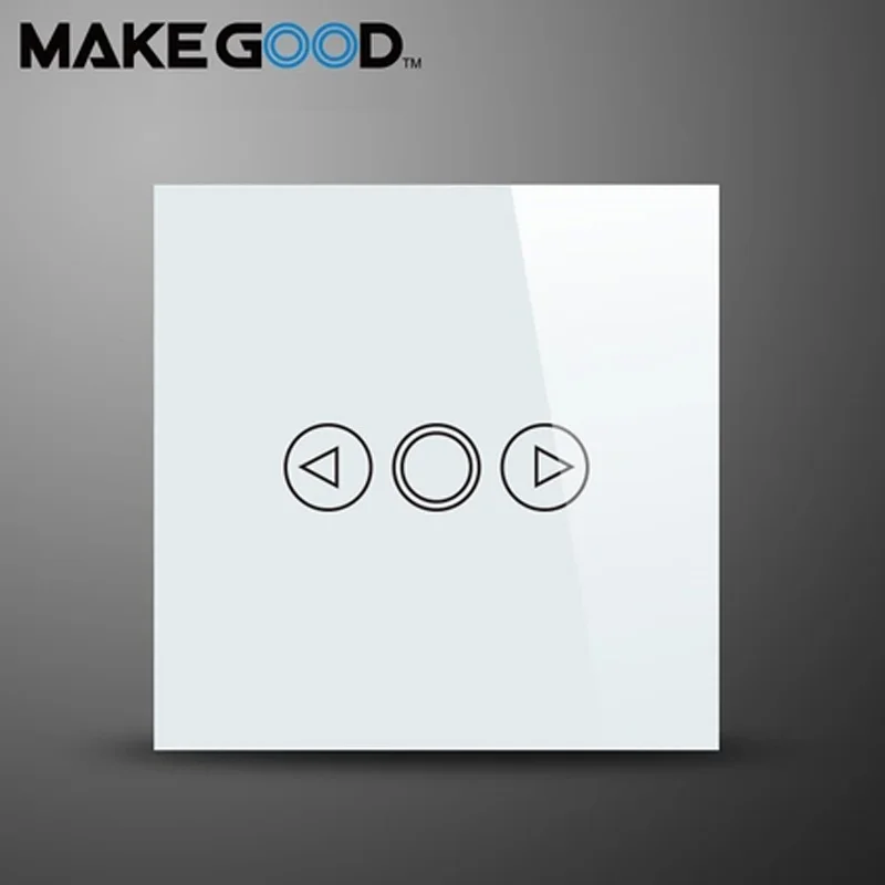 

MAKEGOOD EU Standard 1 Gang 1 Way Smart Dimmer Switch, Crystal Glass Panel Touch Switch,AC 110-250V/1000W for Light