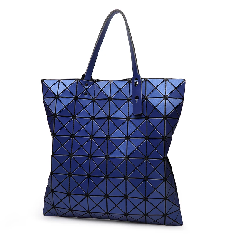 

ALIEME Women Big Shoulder Bag Women Matte colors bag laser sac Tote bags geometry Quilted Fold over Blue handbags 8*8