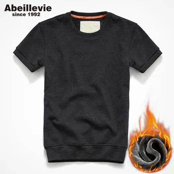 

Abeillevie Fashion Fleece Short Sleeve Men's Pullover Hoodies Fall Winter Leisure Men Sweatshirts Casual Street Wear Workout Tee