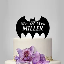 Настоящий изготовленный на заказ акриловый Свадебный Топпер для торта Mr& Mrs Batman/Свадебный стенд/Свадебные украшения/индивидуальный Топпер