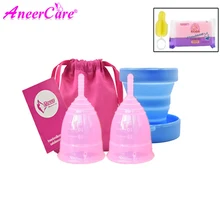 2pcs menstrual cup(S+L)sterilizer silicon copa menstrual coppetta mestruale siliconen menstruatie cup vagina coletor menstrual