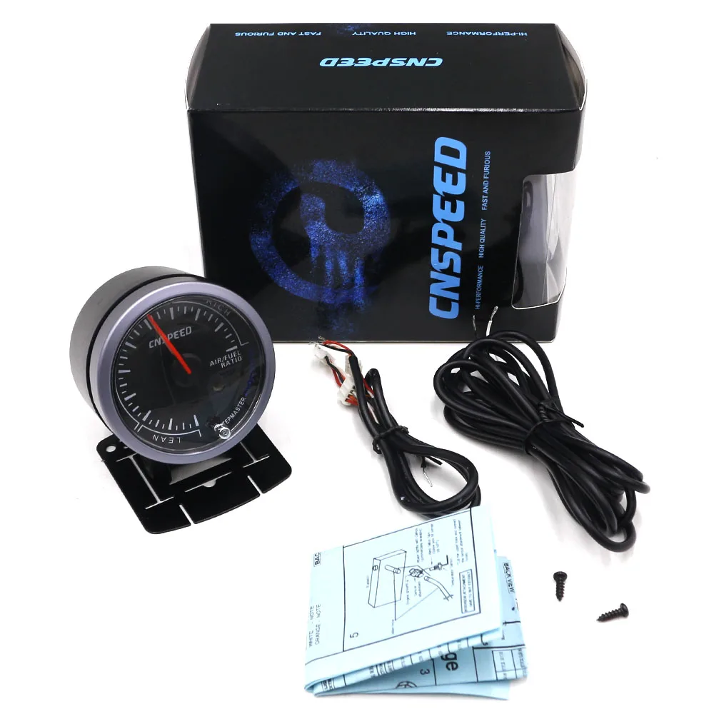 CNSPEED 60MM 12V Car Auto Air Fuel Ratio Gauges Black Face Air Fuel