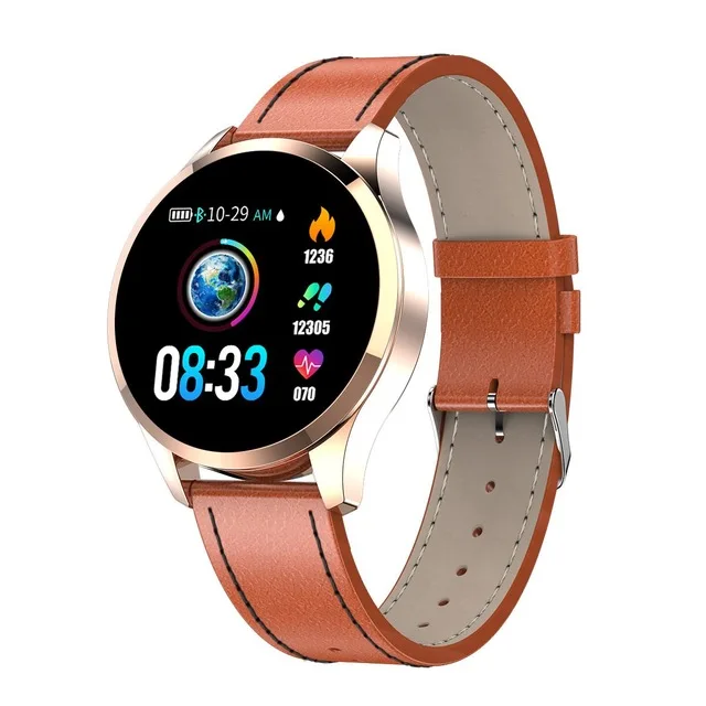 MELANDA Q9 спортивные Смарт-часы для мужчин и женщин кровяное давление Водонепроницаемый Фитнес-трекер монитор сердечного ритма Smartwatch Android - Цвет: Leather Orange